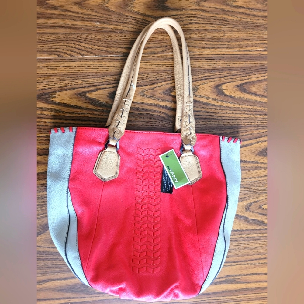 orYANY hobo bag. Peach and beige. Green interior. Brand new never used.
